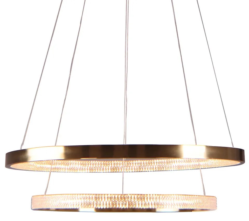 Pendente Oca Aros Duplo Ø60X4Cm / Ø40X4Cm Led 54W 3000K Bivolt | Bella... (Dourado)