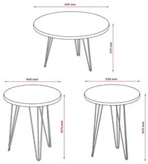 Conjunto Mesas de Centro Redondas Evolution Base Aço Off White - Patri