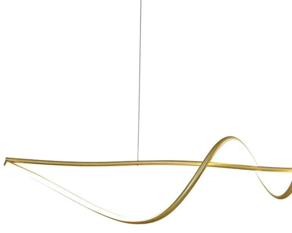 Pendente Contour 120X20X20Cm Led 30W 3000K Bivolt Dourado - Usina Impo...