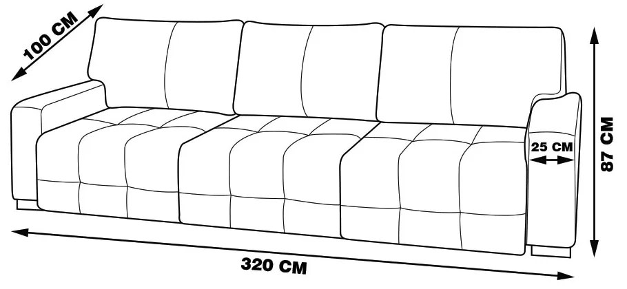 Sofá Decorativo 320 cm 3 Lugares Retrátil Azzano Couro Mel G58 - Gran Belo