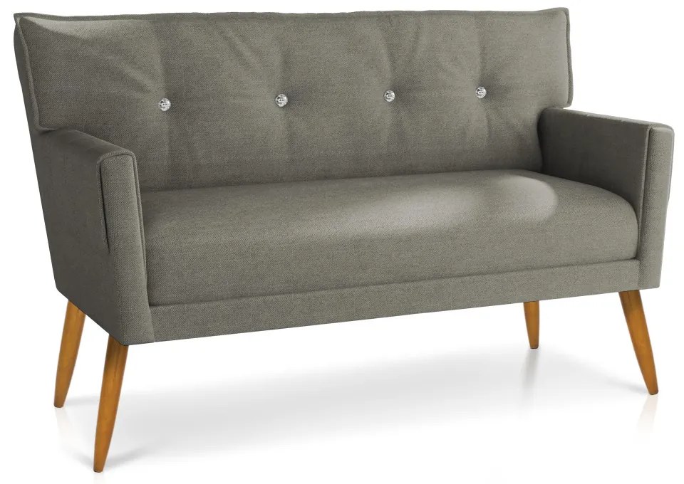 Namoradeira 2 Lugares Anitta com Strass Linho Grafite A26 Pés Palito Castanho - DRossi