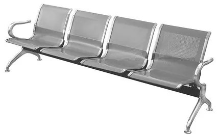 Longarina Montreal 4 Lugares Cinza e Estrutura Aço Cromado 215 cm - 74404 Sun House