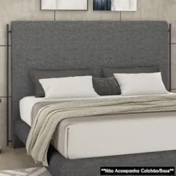 Cabeceira Cama Box Casal 140cm Oscar Z37 Linho Cinza Escuro - Mpozenat