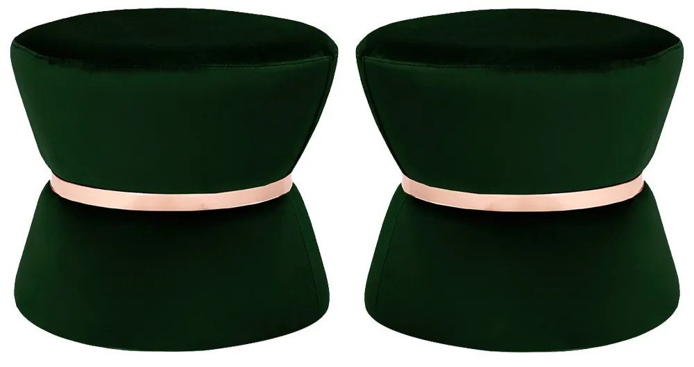 Kit 02 Puffs Decorativo Sala de Estar 45cm Dhaka Veludo Verde G15 - Gran Belo