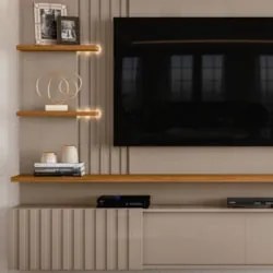 Painel Para TV Até 55 Pol. Bancada Suspensa Atena Fendi/Naturale - Mad