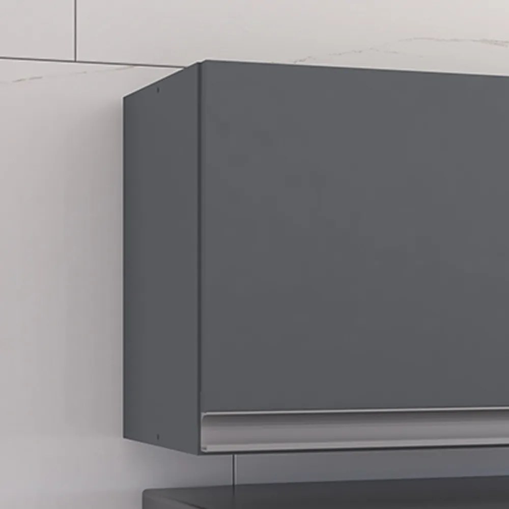 Armário Cozinha Aéreo Geladeira 60cm Basculante Leticia Cinza A01 - D'Rossi