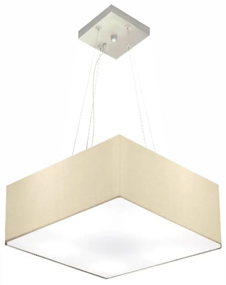 Lustre Pendente Quadrado Md-4194 Cúpula em Tecido 12/40x40cm Algodão Crú - Bivolt