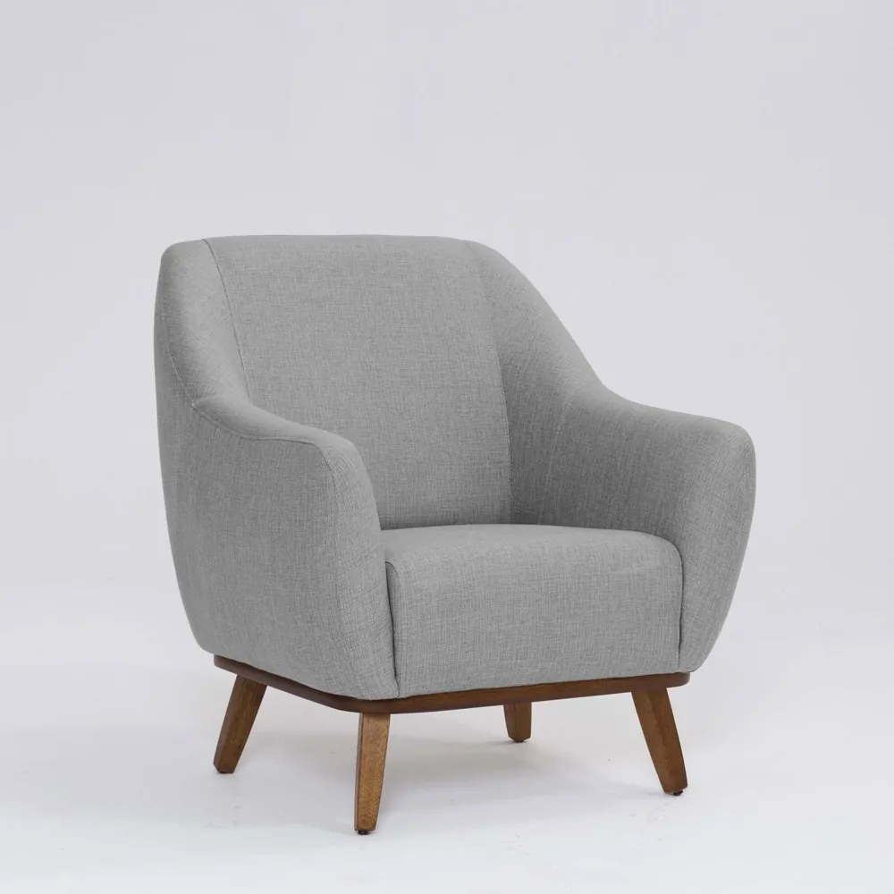 Poltrona Decorativa Pauline D07 Base Madeira Linho Mescla Elefante - D'Rossi