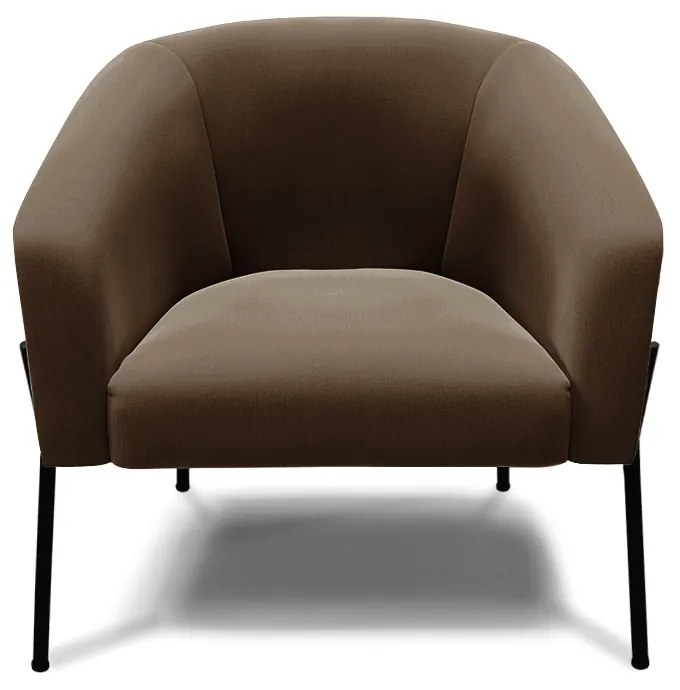 Poltrona Sala Decorativa Pé de Ferro Preto Kit 2 Stella Suede D03 - D'Rossi - Marrom