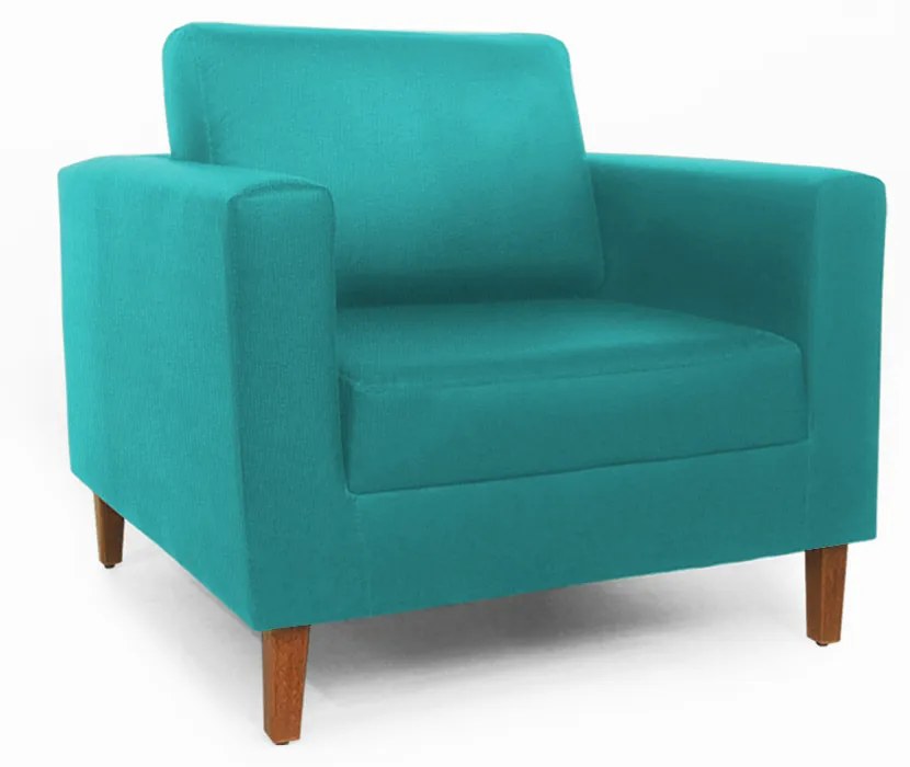 Conjunto Namoradeira + 2 Poltrona Gabriela Suede Azul Tiffany