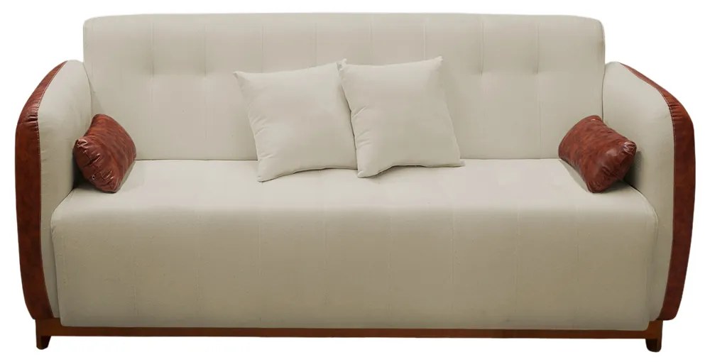 Sofá 3 Lugares Liverpool 1,90 m Compose Corino Ocre/Nude C/ Botão - Decorar Estofados