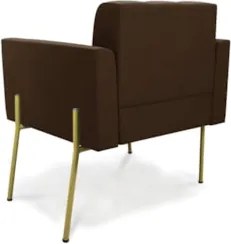 Poltrona Para Sala Pé Metal Dourado Kit 2 Ana Suede Marrom - Ibiza