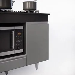 Balcão Multiuso para Cooktop 4 Bocas Georgia Preto/Cinza - Lumil Móvei