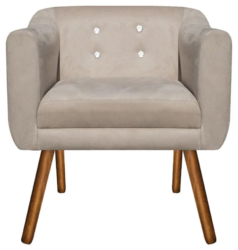 KIT 02 POLTRONAS JULIA SUEDE COM STRASS  - Bege