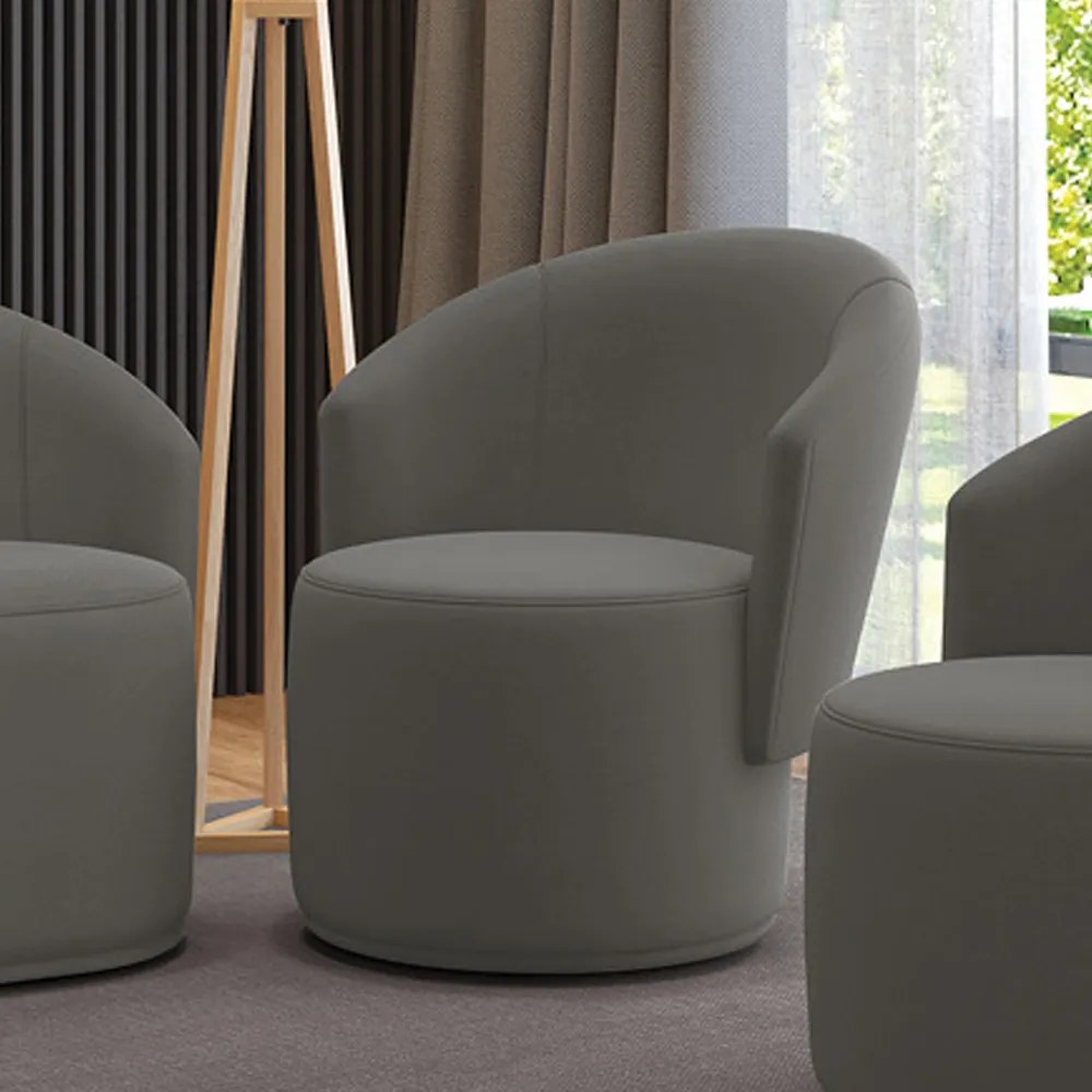 Poltrona Decorativa Orgânica Fixa para Sala Malu Suede M11 - D'Rossi - Grafite