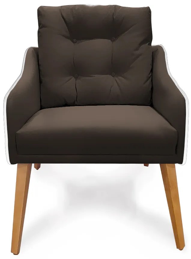 Poltrona Decorativa Delta Pés Palito Corano Branco / Veludo Marrom - Sheep Estofados - Veludo Marrom