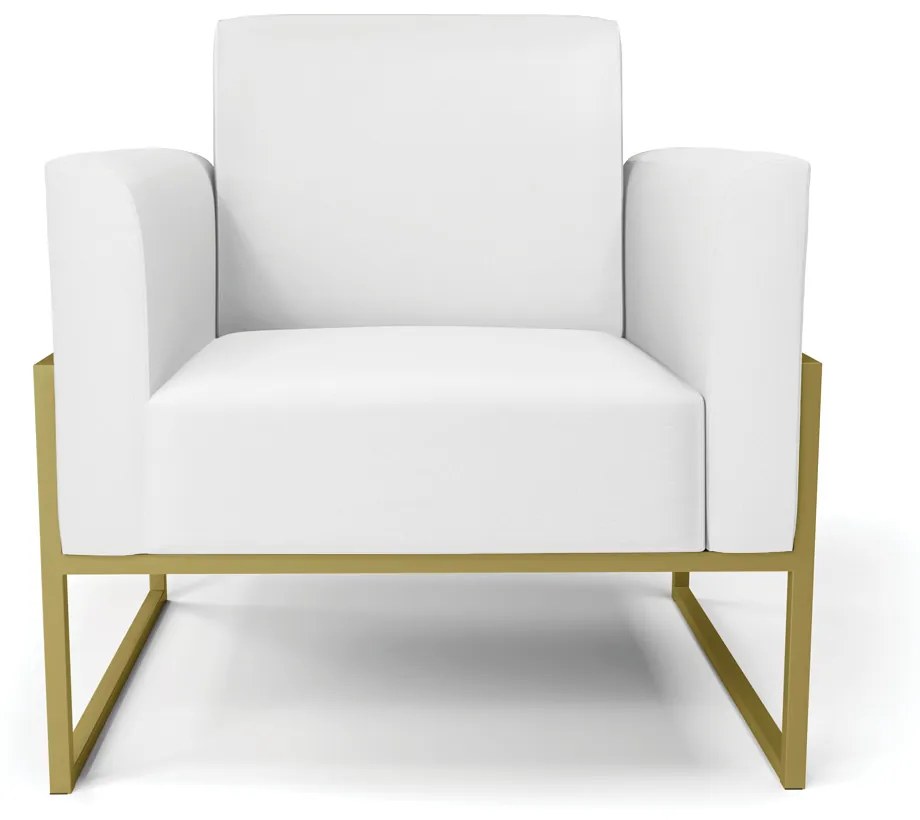 Kit 2 Poltronas Base Industrial Alta Dourado Marisa Corino D03 - D'Rossi - Branco