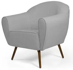 Kit 02 Poltronas Decorativas Nina Pés Palito Madeira C-315 Linho Cinza