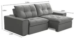 Sofá Retrátil Reclinável 3 Lugares 210cm Argon F05 Veludo Prata - Mpoz