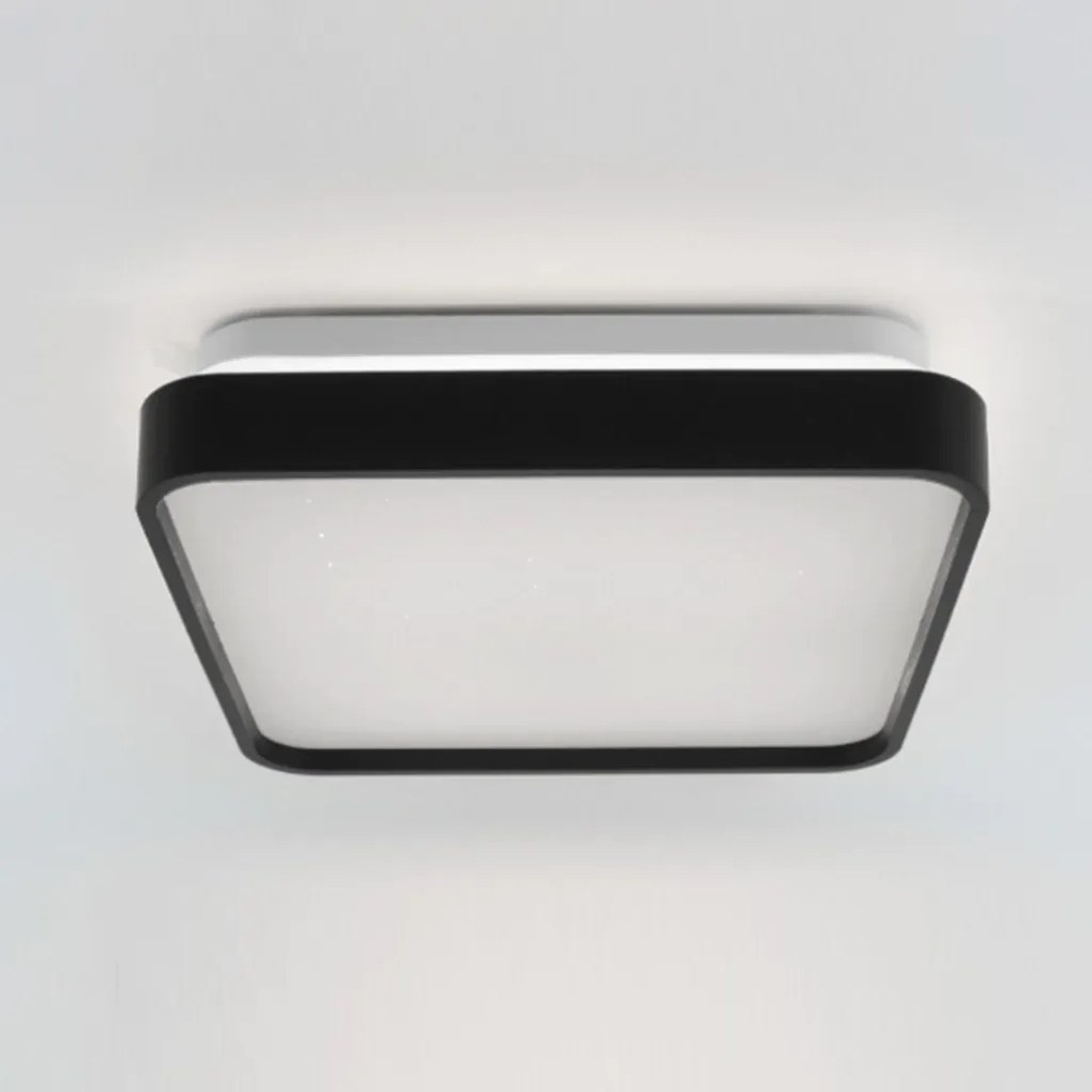 Plafon Black 12W Led 3000K 28X28X7,5Cm Ip20 Bivolt Preto | Opus Hm 800...