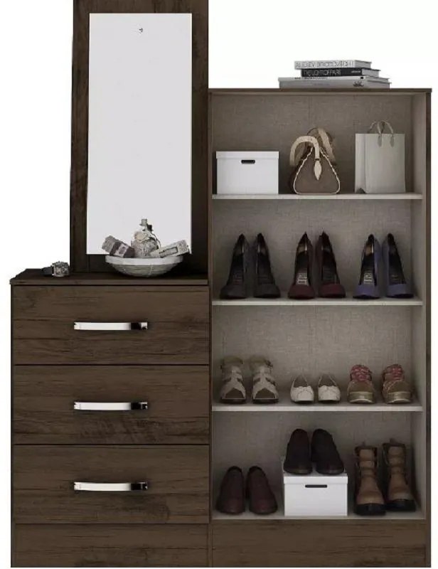 Cômoda para Quarto Balcão Multiuso 3 Gavetas 2 Portas Café