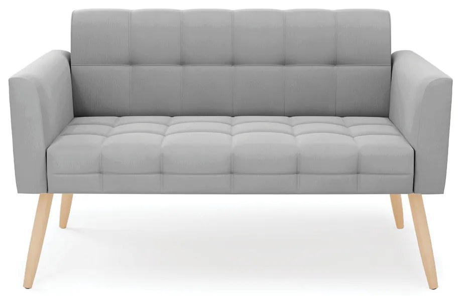 Sofá Namoradeira Elisa Suede Pés Palito Natural - D'Rossi - Cinza