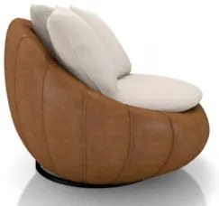 Poltrona para Sala Giratória Redonda Saphire Z32 Linho Bege/Caramelo -