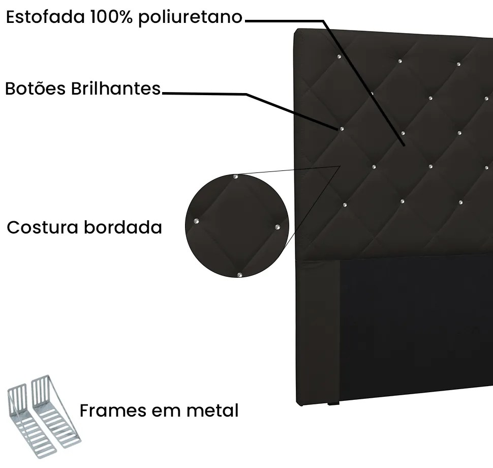 Cabeceira Tania Para Cama Box Queen 160 cm Corino S04 - D'Rossi - Marrom