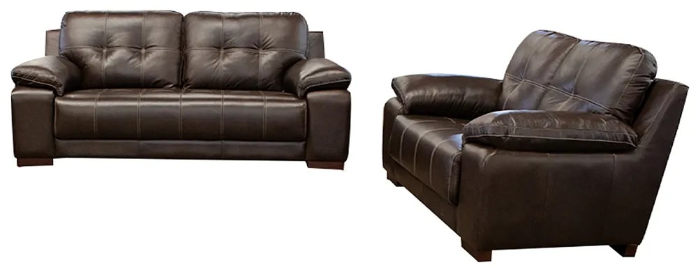 Conjunto Sofá de Couro 2 e 3 lugares Enrico M06 Cor Marrom 492 - ADJ DECOR