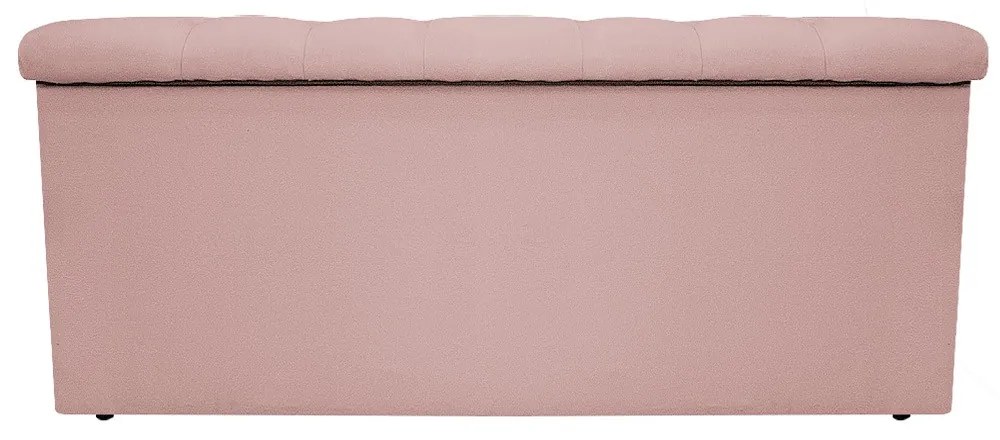 Recamier Baú Estofada Mel 90 cm Solteiro Com Capitonê  Suede Rosê - ADJ Decor