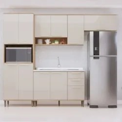 Armário Cozinha 4 Peças CP01 Com Pia Nádia Mocca/Avelã L01 - Mpozenato