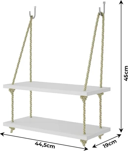 Prateleira Erva Doce C/ Corda em Sisal Branco