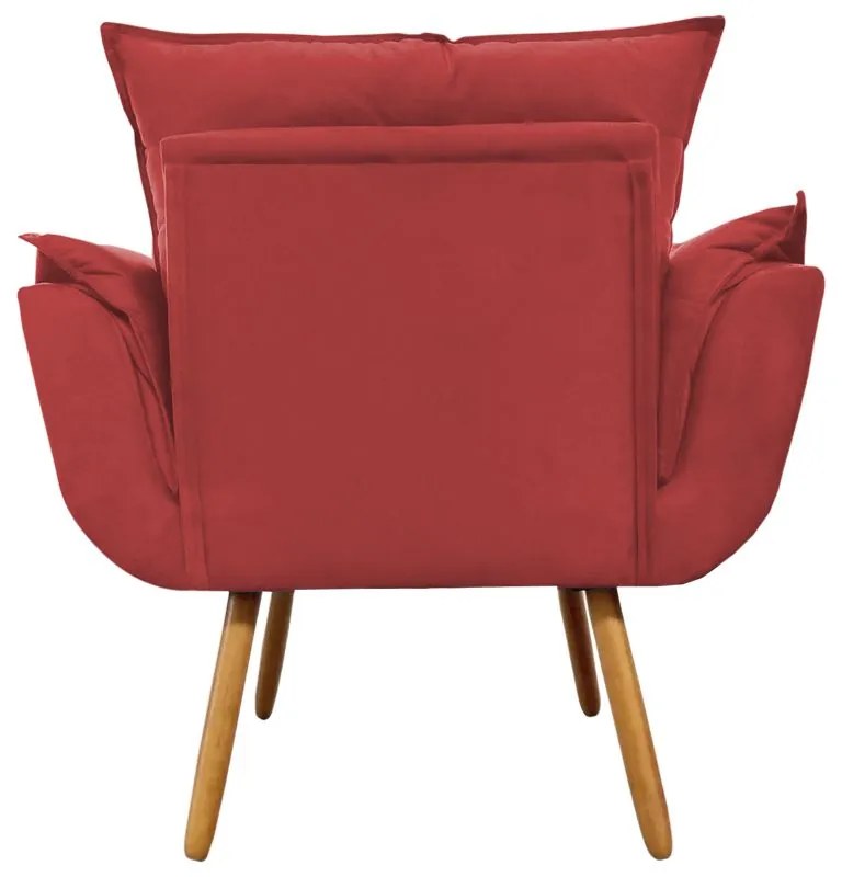 Poltrona Decorativa Opala Pés Palito Suede Vermelho - Sheep Estofados - Vermelho