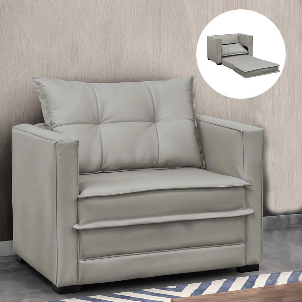 Poltrona Cama Retrátil Solteiro Milenni Veludo B03 - D'Rossi - Prata