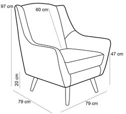 Kit 02 Poltronas Decorativas Juliet Pés de Madeira C-107 Linho Bege -