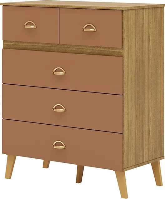 Cômoda Quarto 91cm com 5 Gavetas Isadora V01 - D'Rossi - Naturale e Camarim