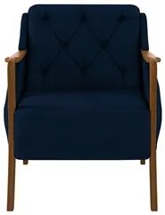 Poltrona Decorativa para Sala de Estar Capitonê Lapa M22 Veludo Azul M