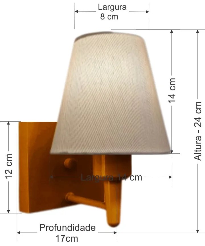 Arandela Quadrada Md-2034 Cobre Cúpula em Tecido Cone Branca - Bivolt