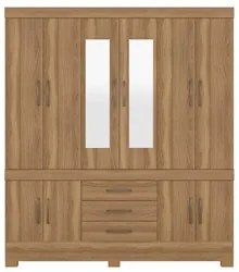 Guarda Roupa Casal 10 Portas 2 Com Espelho Elite 3 Gavetas New Murano
