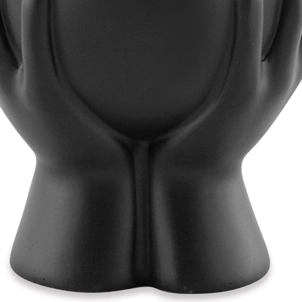 Cachepot "Mão" em Poliresina Preto 13x11 cm - D'Rossi