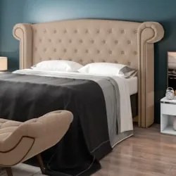 Cabeceira Cama Box Casal Queen 160cm Provença Z37 Veludo Bege - Mpozen