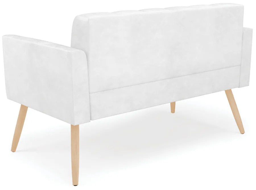 Sofá Namoradeira Elisa Corano Pés Palito Natural D03 - D'Rossi  - Branco