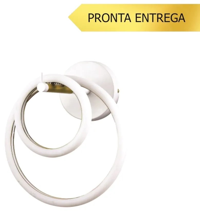 Arandela Ellos 02 Argolas Magnéticas 31X34X30Cm Led 20W 3000K Bivolt B... (Branco / Champanhe)