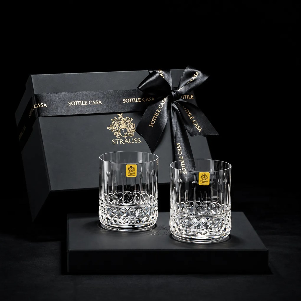 Kit Presente 2 Copos de Cristal P/ Whisky On The Rocks  Incolor