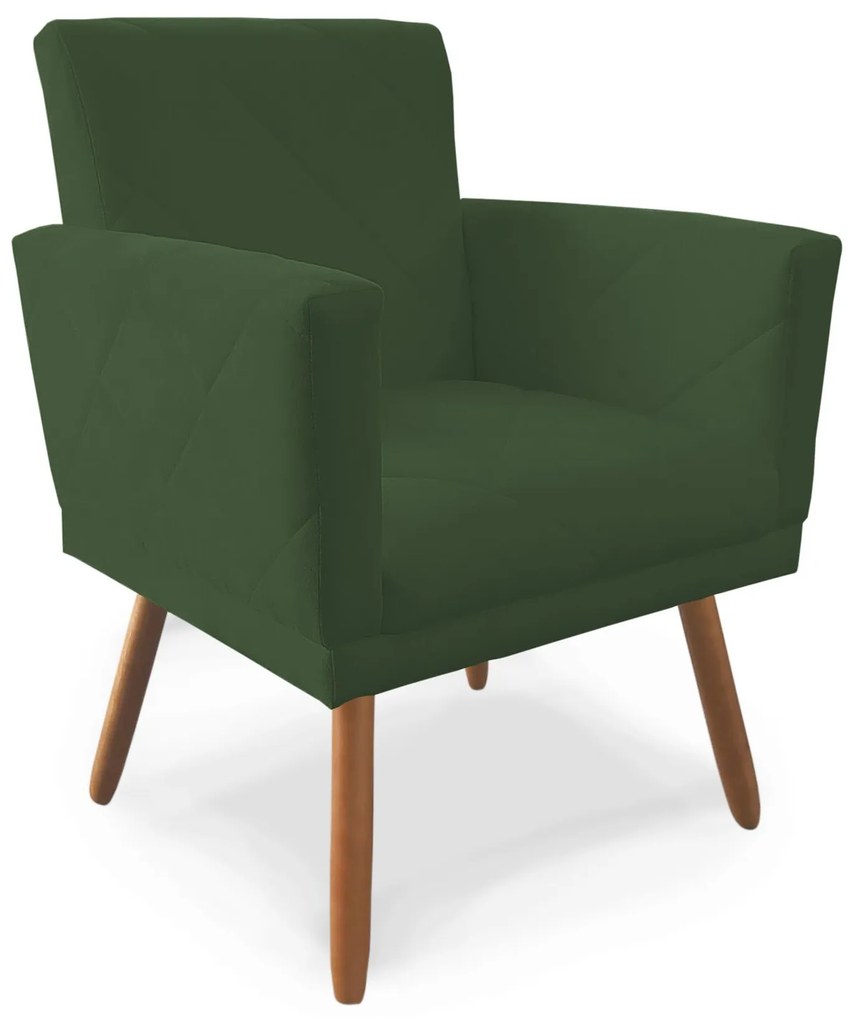 Poltrona Decorativa Lívia Pés Palito Suede Verde - Sheep Estofados - Verde escuro