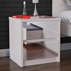 Mesa de Cabeceira Espelhada 2 Gavetas Blank F04 Branco - Mpozenato