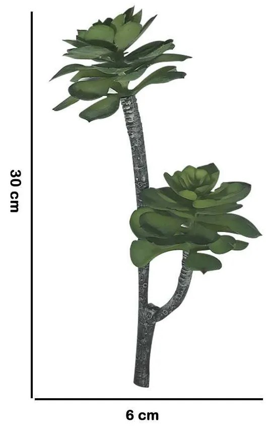 Galho Decorativo Suculenta Verde 30 cm - D'Rossi