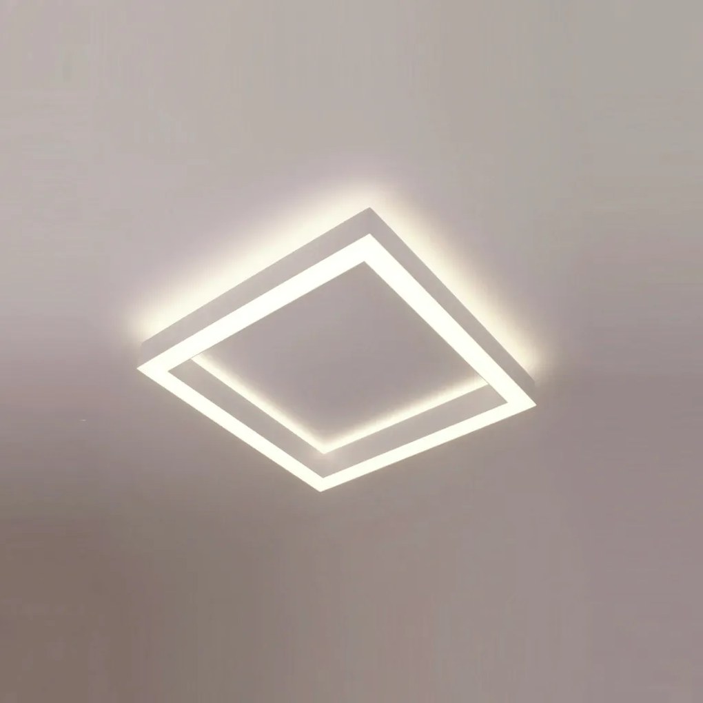 Plafon Dobby Quadrado 30X30X7,5Cm Led 56W Bivolt - Usina 19680/30 (CP-M - Champanhe Metálico, 3000k)