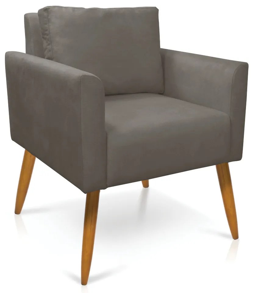 Poltrona Aline Suede Pés Palito Castanho D03 - D'Rossi - Grafite