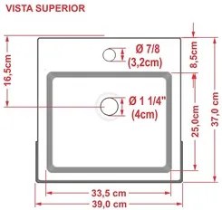 Cuba Pia Semi Encaixe para Banheiro Quadrada Kuad 395 C08 Bege - Mpoze